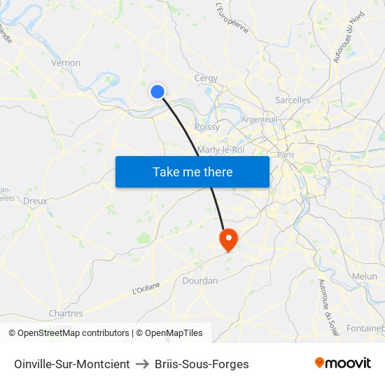 Oinville-Sur-Montcient to Briis-Sous-Forges map