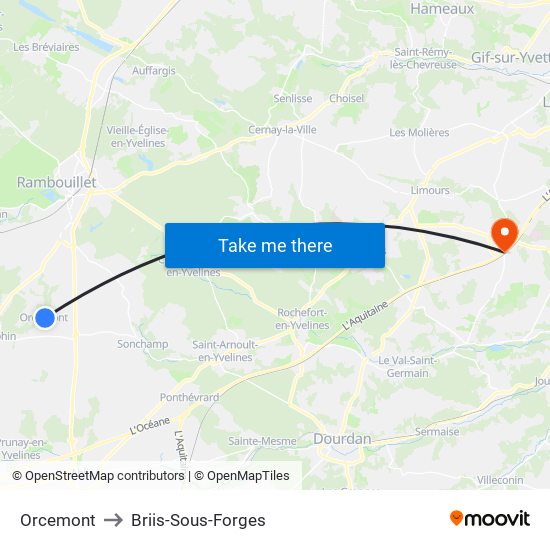 Orcemont to Briis-Sous-Forges map
