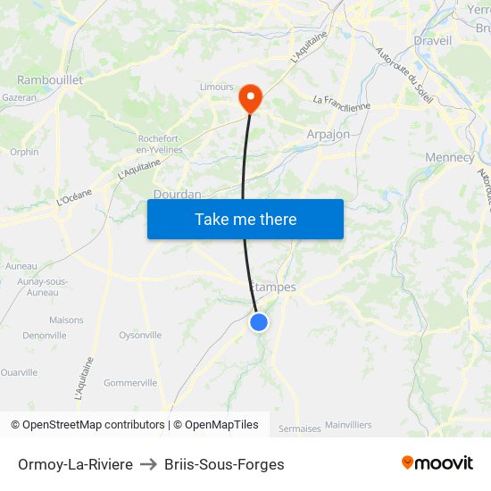 Ormoy-La-Riviere to Briis-Sous-Forges map