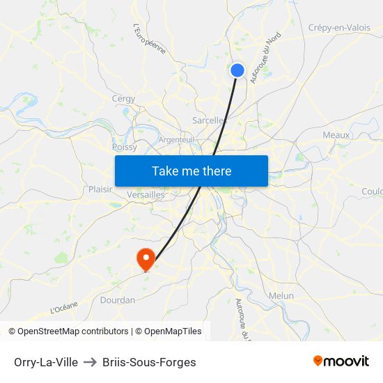 Orry-La-Ville to Briis-Sous-Forges map