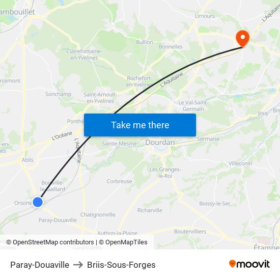 Paray-Douaville to Briis-Sous-Forges map