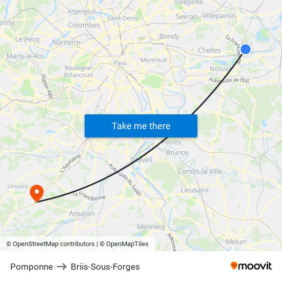 Pomponne to Briis-Sous-Forges map