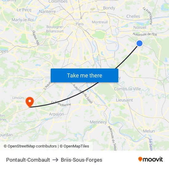 Pontault-Combault to Briis-Sous-Forges map