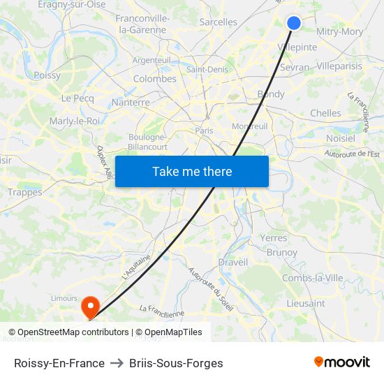 Roissy-En-France to Briis-Sous-Forges map