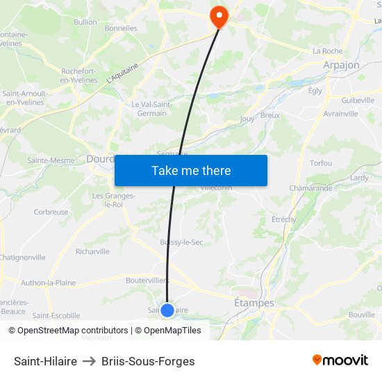 Saint-Hilaire to Briis-Sous-Forges map