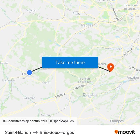 Saint-Hilarion to Briis-Sous-Forges map