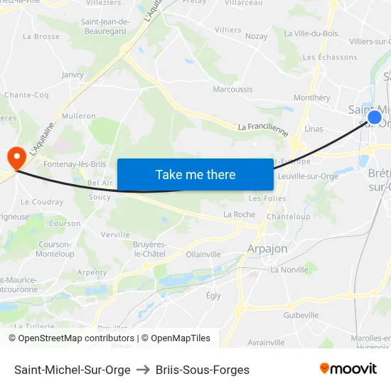 Saint-Michel-Sur-Orge to Briis-Sous-Forges map