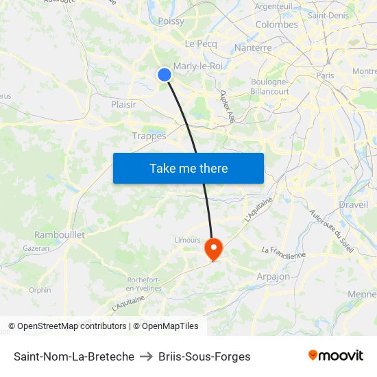 Saint-Nom-La-Breteche to Briis-Sous-Forges map