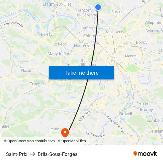 Saint-Prix to Briis-Sous-Forges map