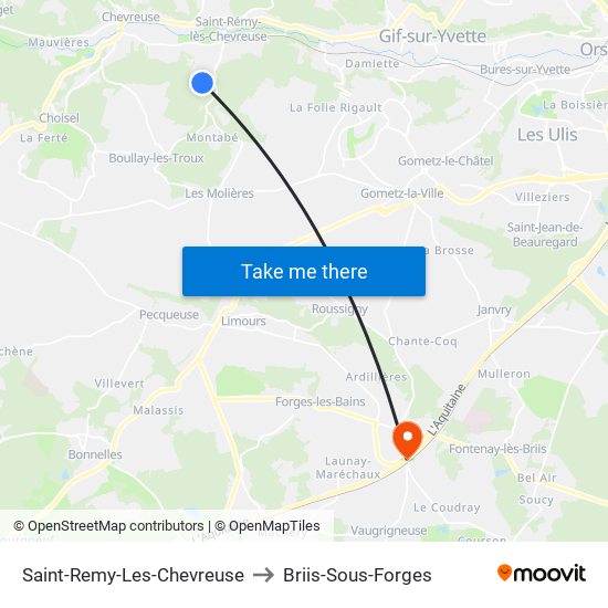 Saint-Remy-Les-Chevreuse to Briis-Sous-Forges map