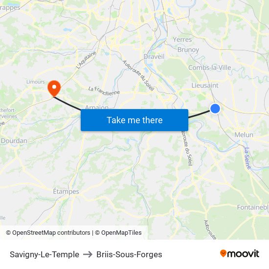 Savigny-Le-Temple to Briis-Sous-Forges map