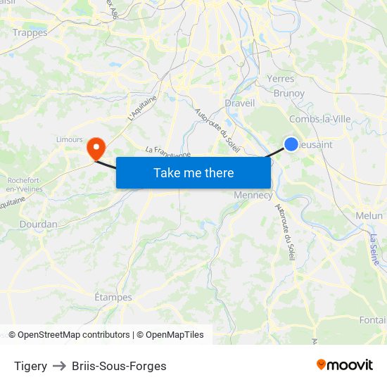 Tigery to Briis-Sous-Forges map