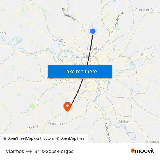 Viarmes to Briis-Sous-Forges map