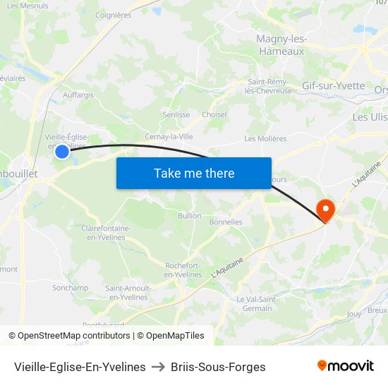 Vieille-Eglise-En-Yvelines to Briis-Sous-Forges map