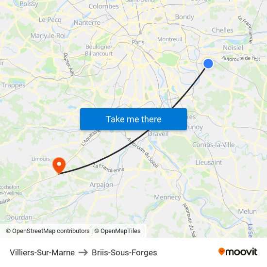 Villiers-Sur-Marne to Briis-Sous-Forges map