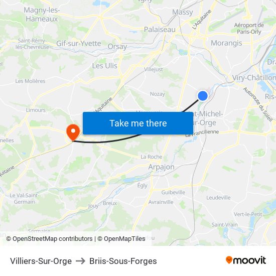Villiers-Sur-Orge to Briis-Sous-Forges map