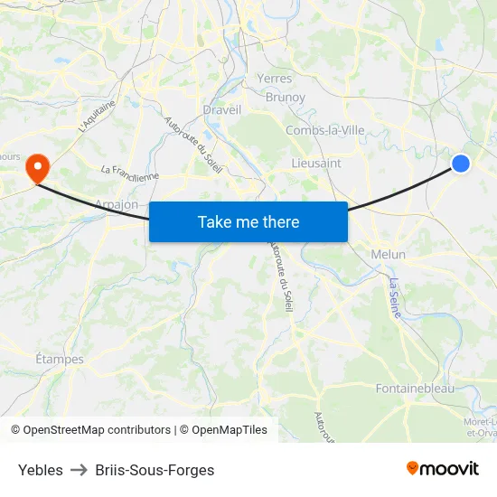Yebles to Briis-Sous-Forges map