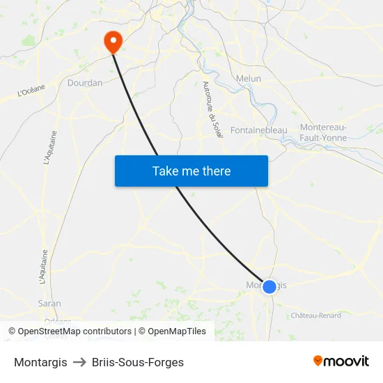 Montargis to Briis-Sous-Forges map