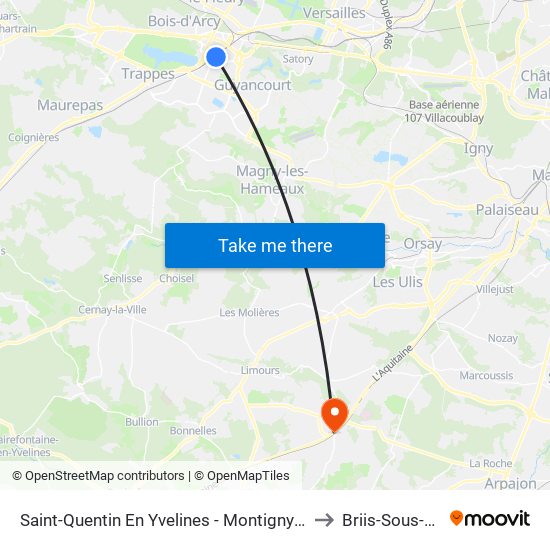 Saint-Quentin En Yvelines - Montigny-Le-Bretonneux to Briis-Sous-Forges map