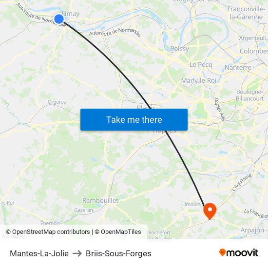 Mantes-La-Jolie to Briis-Sous-Forges map