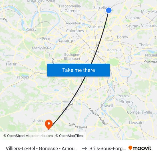 Villiers-Le-Bel - Gonesse - Arnouville to Briis-Sous-Forges map