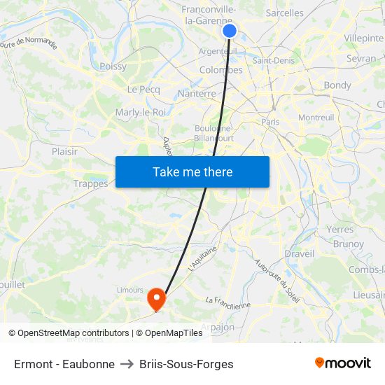 Ermont - Eaubonne to Briis-Sous-Forges map