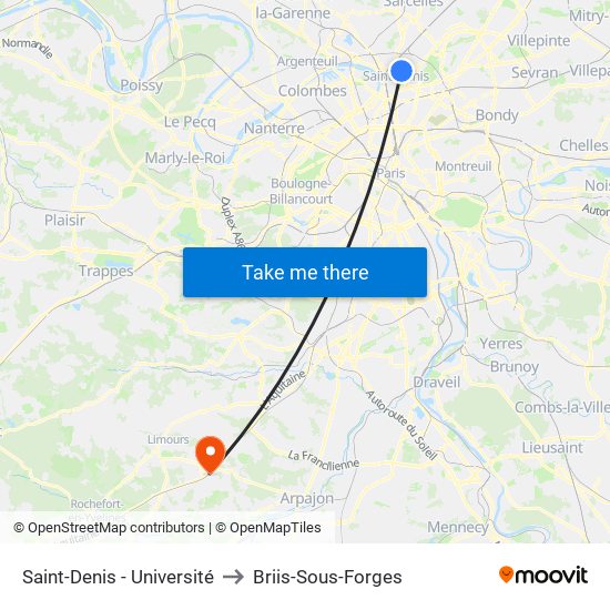 Saint-Denis - Université to Briis-Sous-Forges map