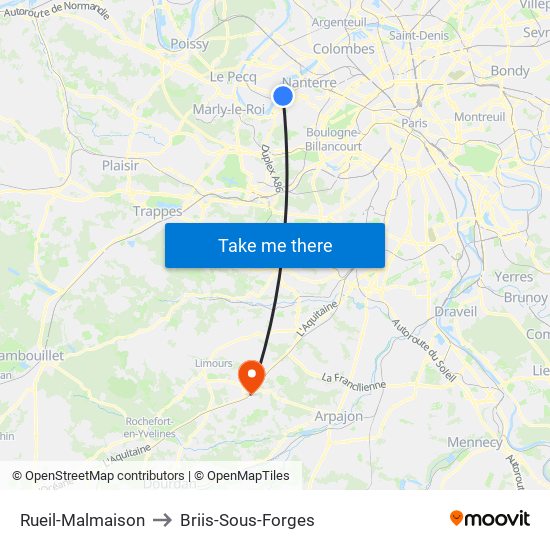 Rueil-Malmaison to Briis-Sous-Forges map