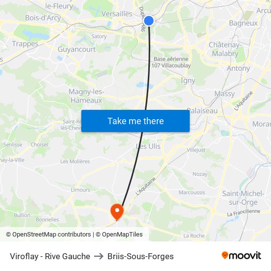 Viroflay - Rive Gauche to Briis-Sous-Forges map