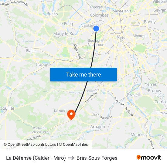 La Défense (Calder - Miro) to Briis-Sous-Forges map