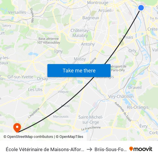 École Vétérinaire de Maisons-Alfort - Métro to Briis-Sous-Forges map