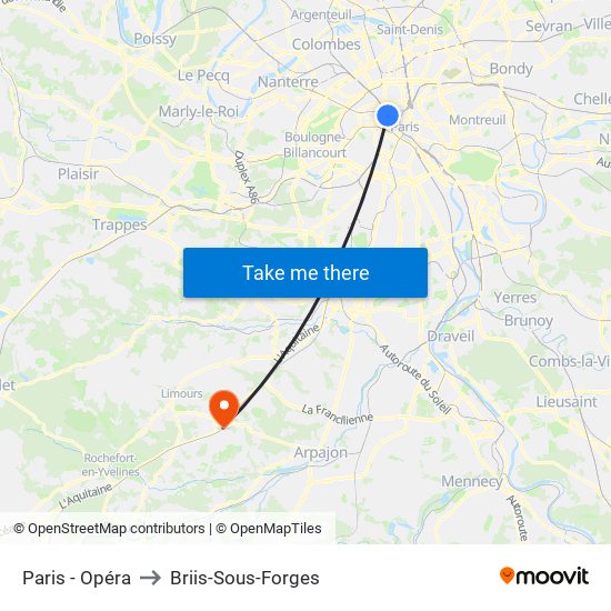 Paris - Opéra to Briis-Sous-Forges map