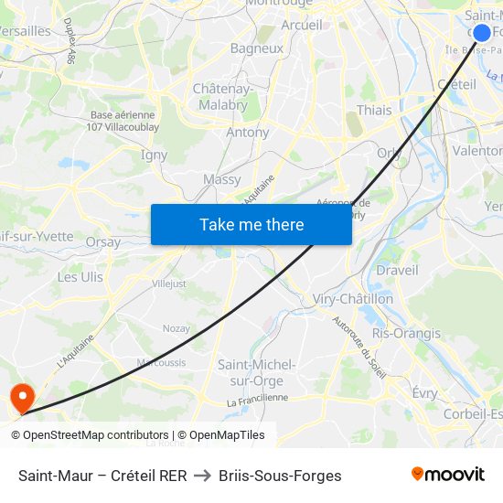 Saint-Maur – Créteil RER to Briis-Sous-Forges map