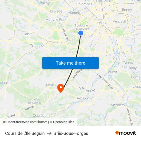 Cours de L'Ile Seguin to Briis-Sous-Forges map