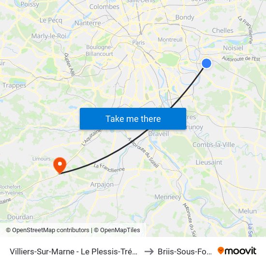 Villiers-Sur-Marne - Le Plessis-Trévise RER to Briis-Sous-Forges map