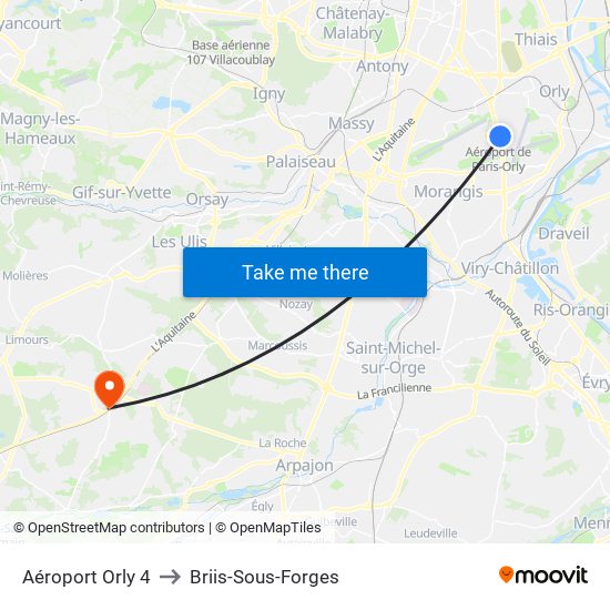 Aéroport Orly 4 to Briis-Sous-Forges map