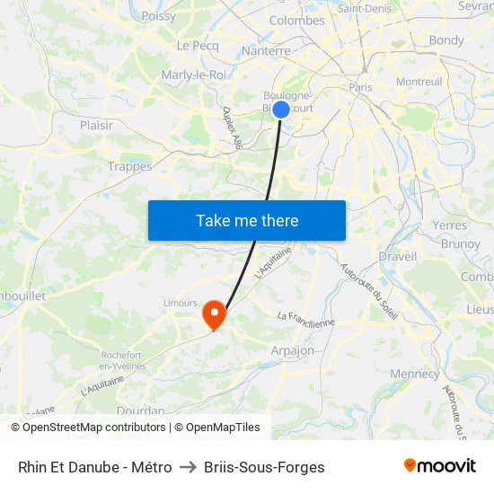 Rhin Et Danube - Métro to Briis-Sous-Forges map