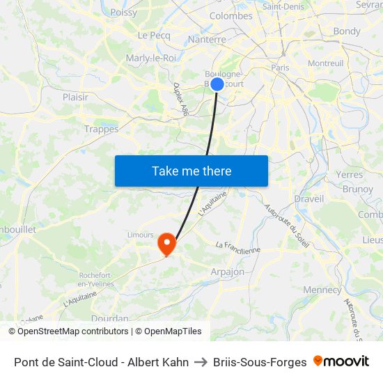 Pont de Saint-Cloud - Albert Kahn to Briis-Sous-Forges map