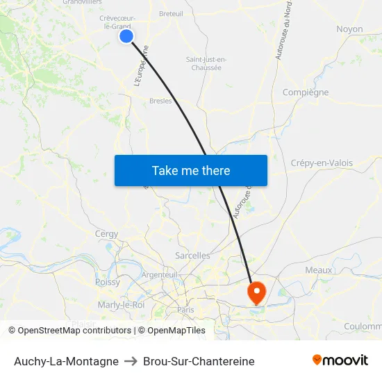 Auchy-La-Montagne to Brou-Sur-Chantereine map
