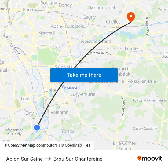 Ablon-Sur-Seine to Brou-Sur-Chantereine map