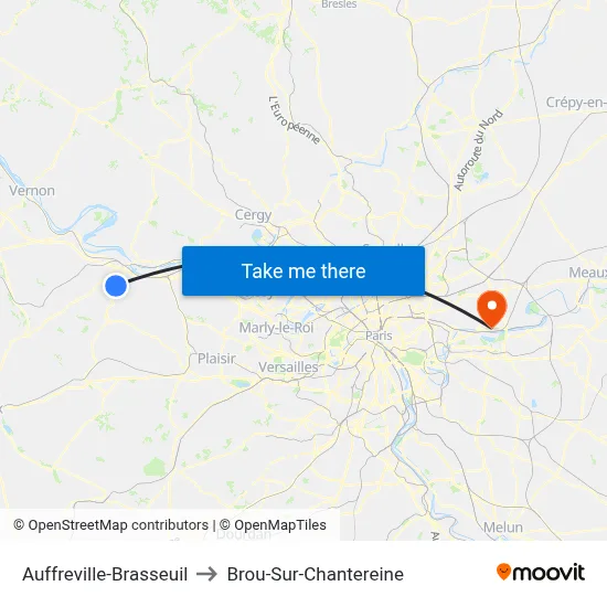 Auffreville-Brasseuil to Brou-Sur-Chantereine map