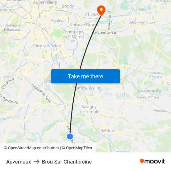 Auvernaux to Brou-Sur-Chantereine map