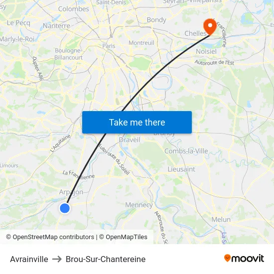 Avrainville to Brou-Sur-Chantereine map