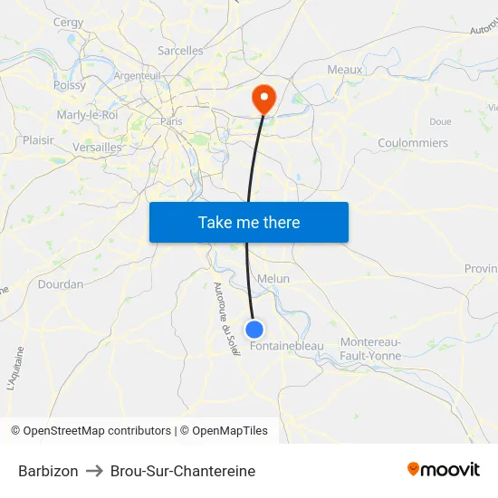 Barbizon to Brou-Sur-Chantereine map