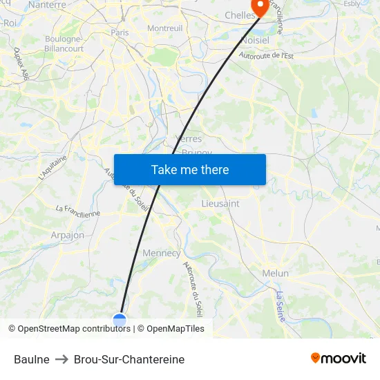 Baulne to Brou-Sur-Chantereine map