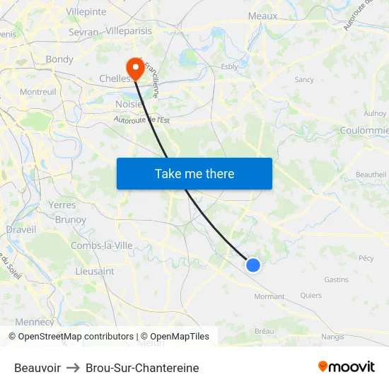 Beauvoir to Brou-Sur-Chantereine map