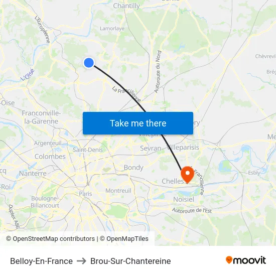 Belloy-En-France to Brou-Sur-Chantereine map