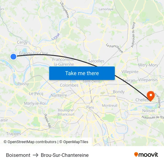 Boisemont to Brou-Sur-Chantereine map