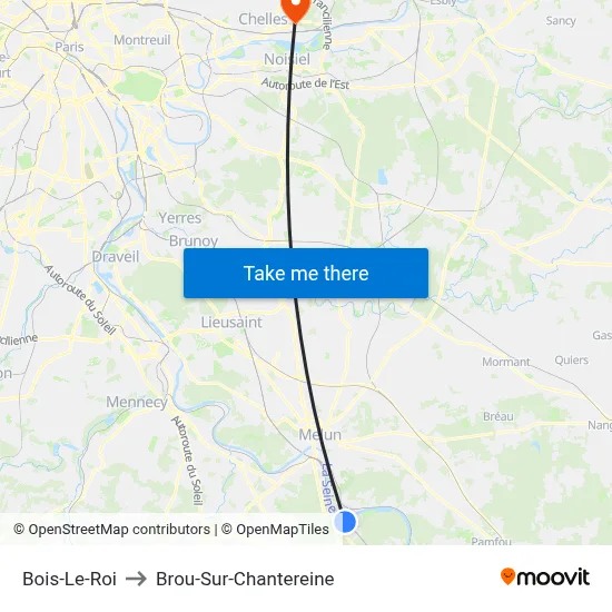 Bois-Le-Roi to Brou-Sur-Chantereine map