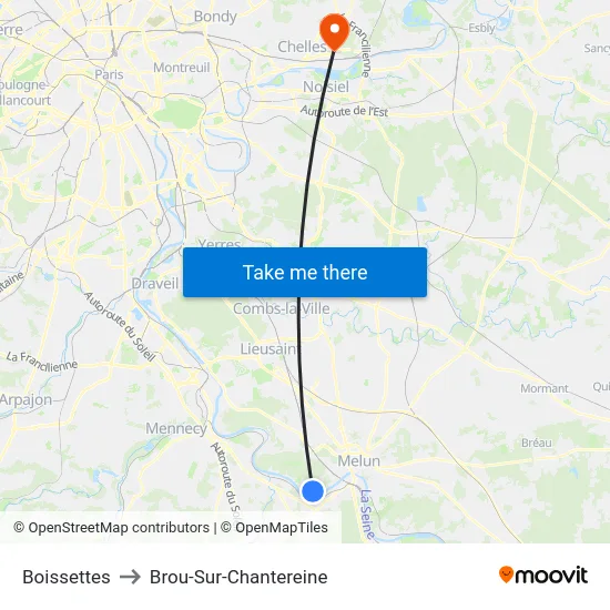 Boissettes to Brou-Sur-Chantereine map